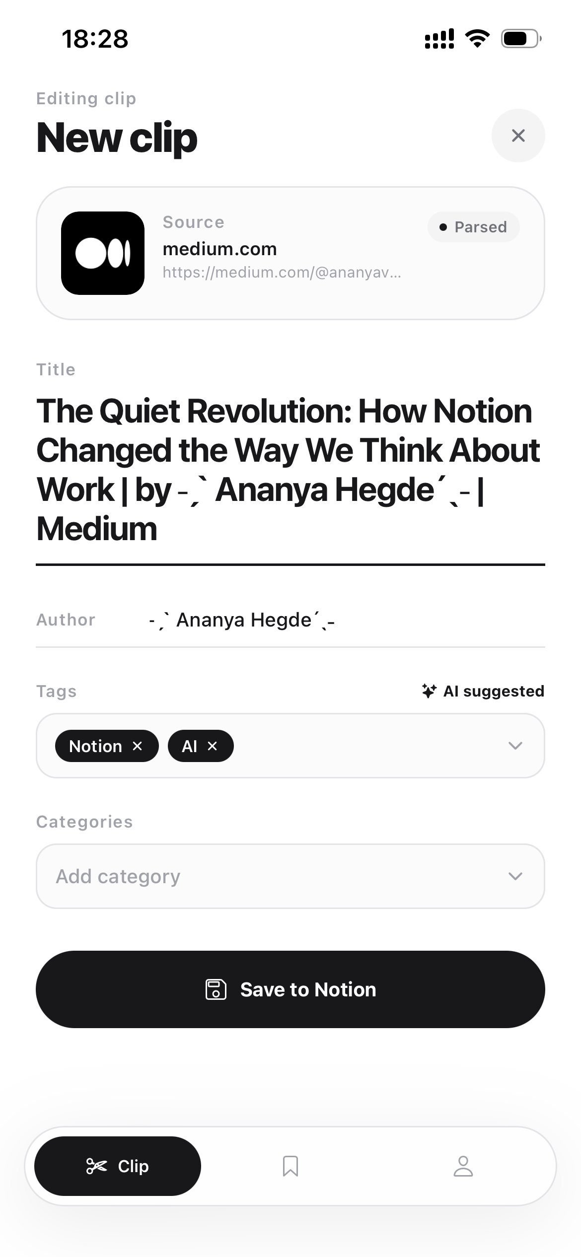 Clip to Notion from your iPhone or iPad